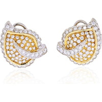 18K White Gold Diamond Leaf Motif Earrings - 4.5 Carats Total Diamond Weight