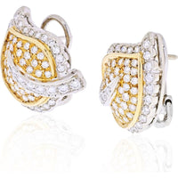 18K White Gold Diamond Leaf Motif Earrings - 4.5 Carats Total Diamond Weight