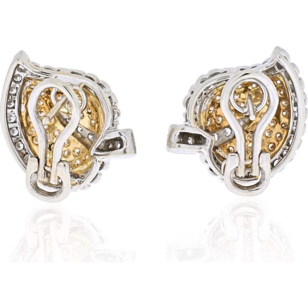18K White Gold Diamond Leaf Motif Earrings - 4.5 Carats Total Diamond Weight