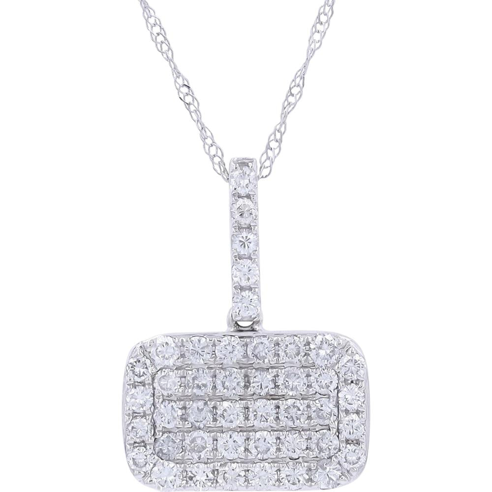 18K White Gold Diamond Pendant with 0.90 Carat Total Diamond Weight