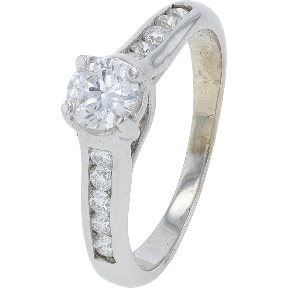 18K White Gold Diamond Semi-Mount for 5mm Round Stone - 0.25 Carats Diamond Weight