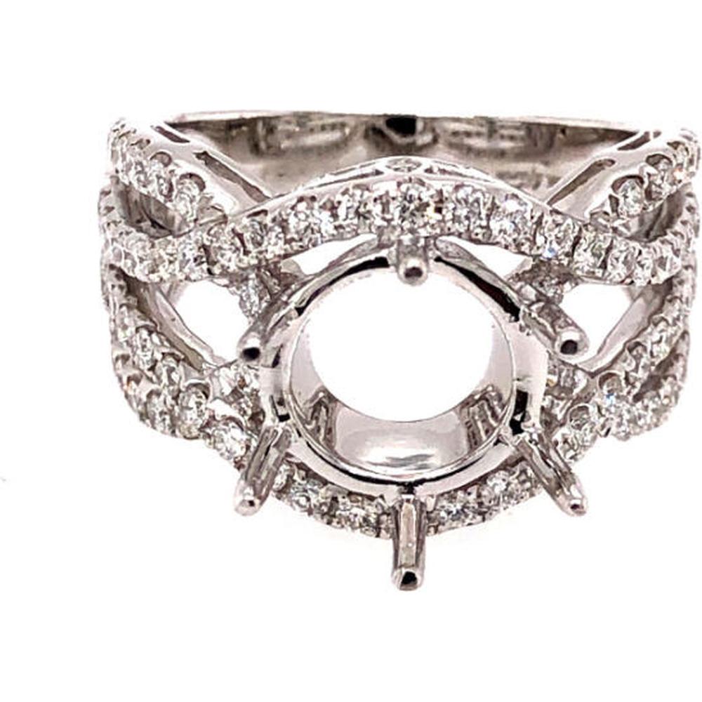 18K White Gold Diamond Semi-Mount Ring with Split Shank Design by Afarin