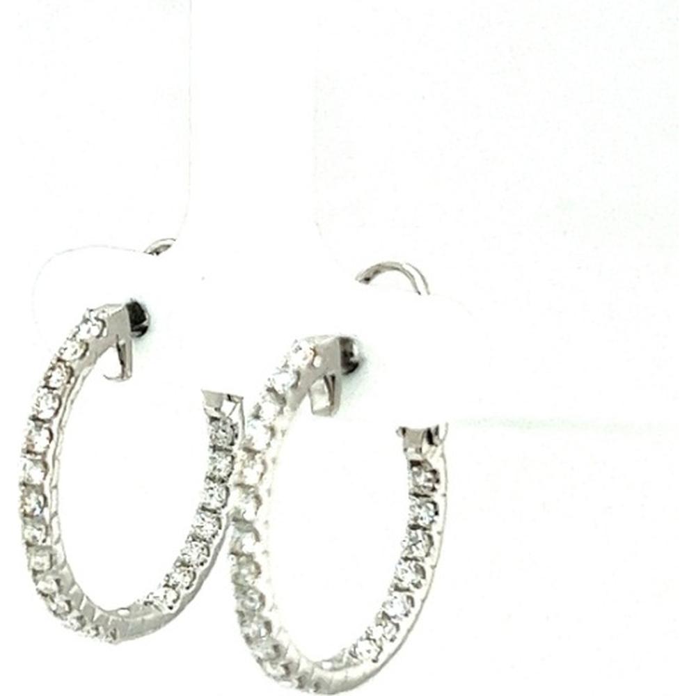 18K White Gold Diamond Small Hoop Earrings by Afarin