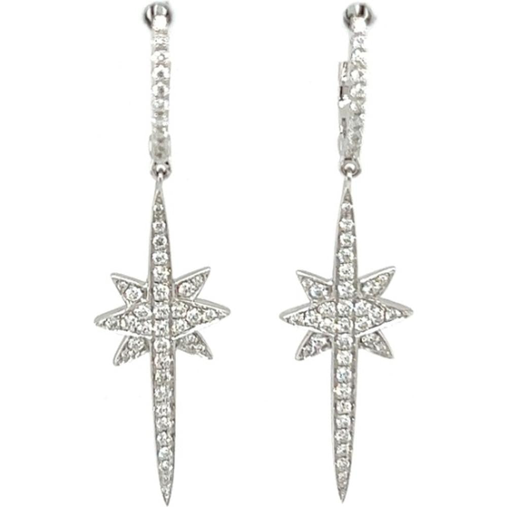 18K White Gold Diamond Starburst Drop Earrings by Afarin