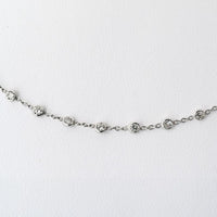 18K White Gold Diamond Station Necklace with Round Diamonds - 3.17 Carats Total Diamond Weight