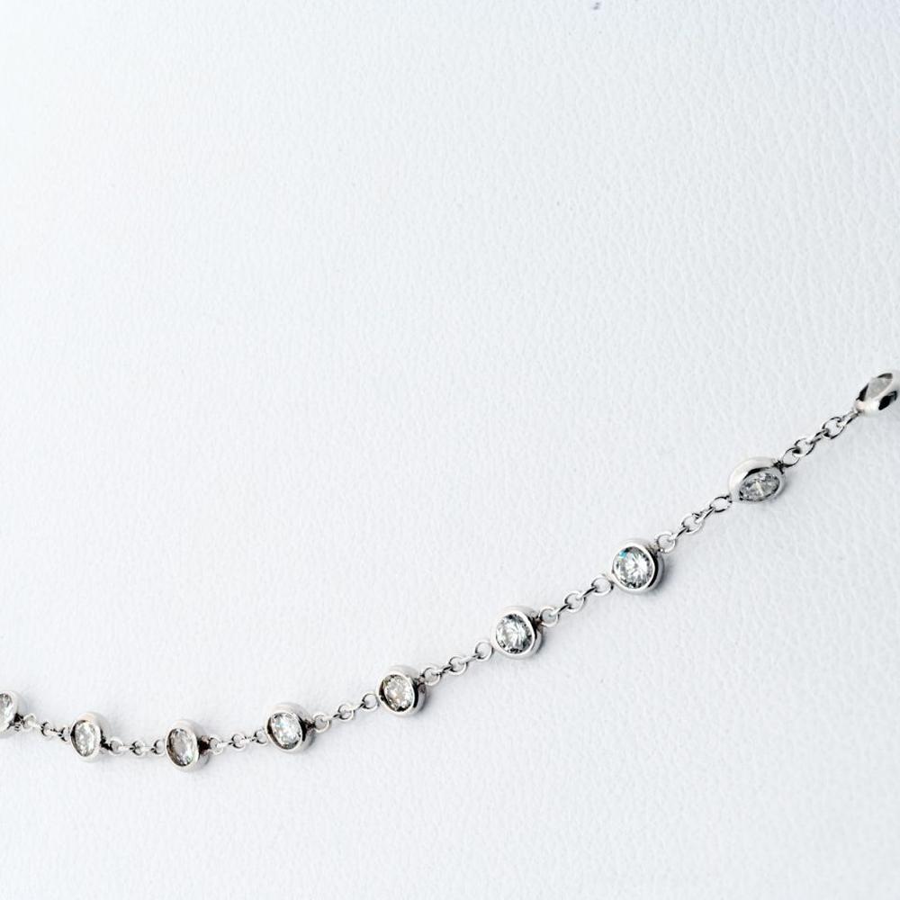 18K White Gold Diamond Station Necklace with Round Diamonds - 3.17 Carats Total Diamond Weight