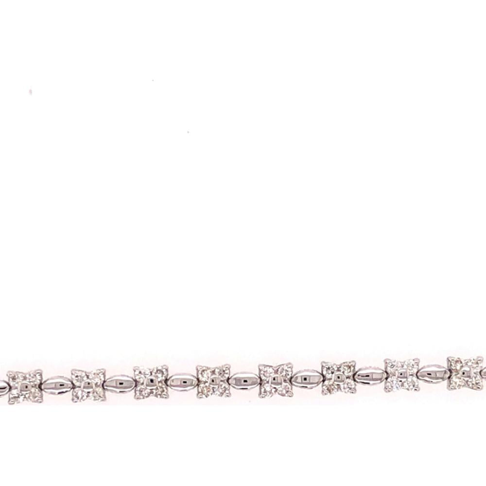 18K White Gold Diamond Tennis Bracelet with Alternating Geometric Diamond Stations by Afarin