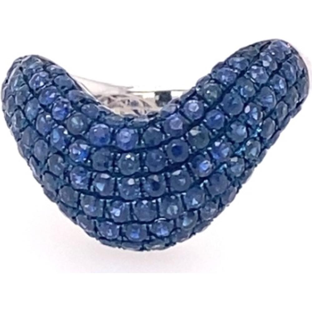 18K White Gold Domed Blue Sapphire Statement Ring by Afarin