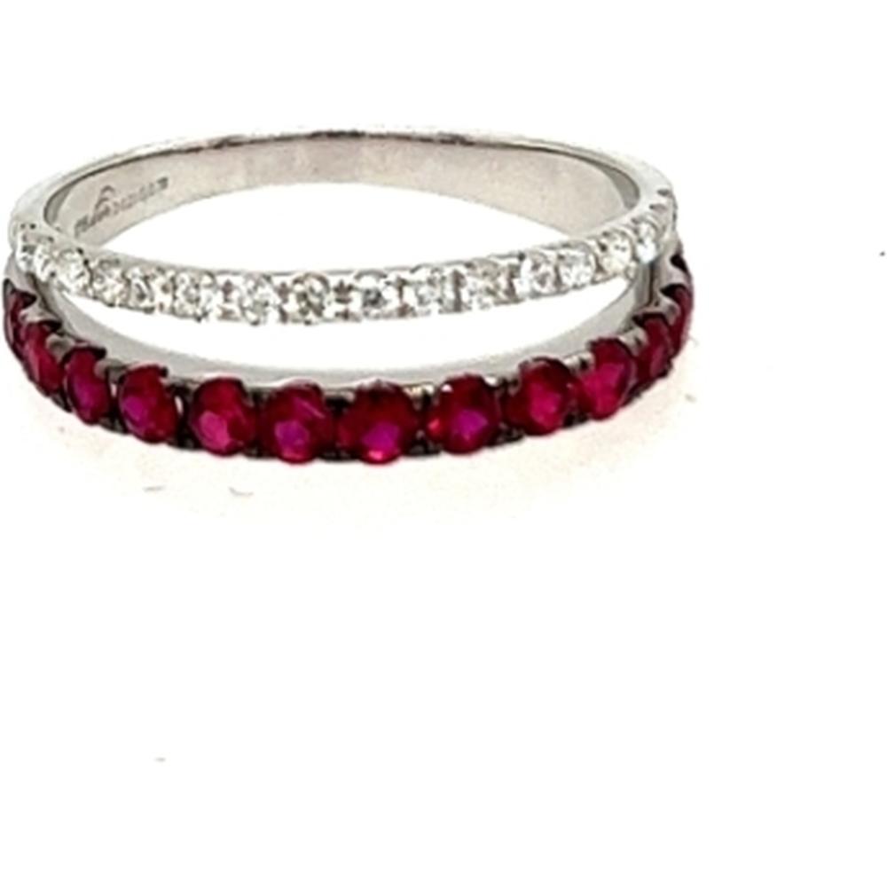 18K White Gold Double-Band Ruby and Diamond Ring by Afarin
