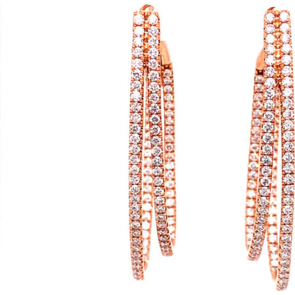 18K White Gold Double Open Hoop Diamond Earrings by Afarin