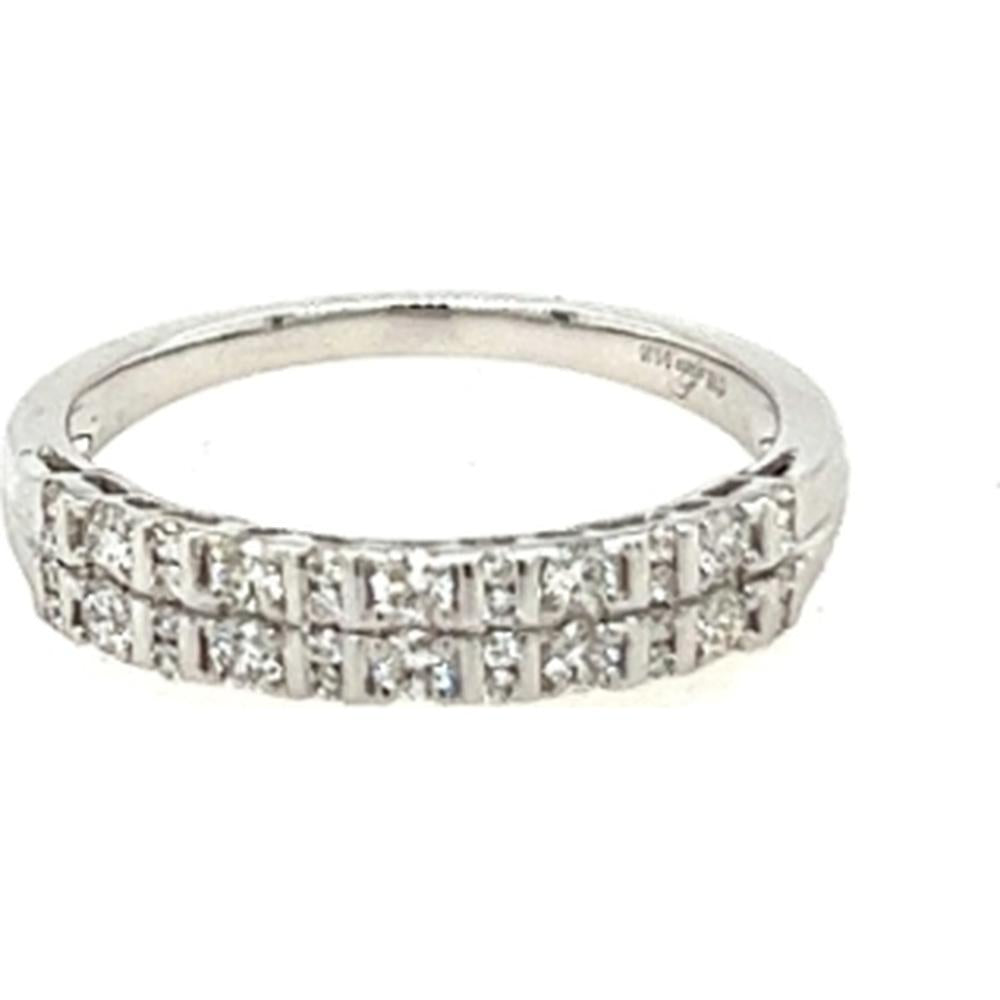 18K White Gold Double-Row Round Diamond Band Ring by Afarin