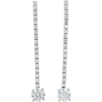 18K White Gold Drop Diamond Earrings - 2.10 Carat Total Diamond Weight