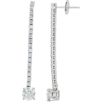 18K White Gold Drop Diamond Earrings - 2.10 Carat Total Diamond Weight