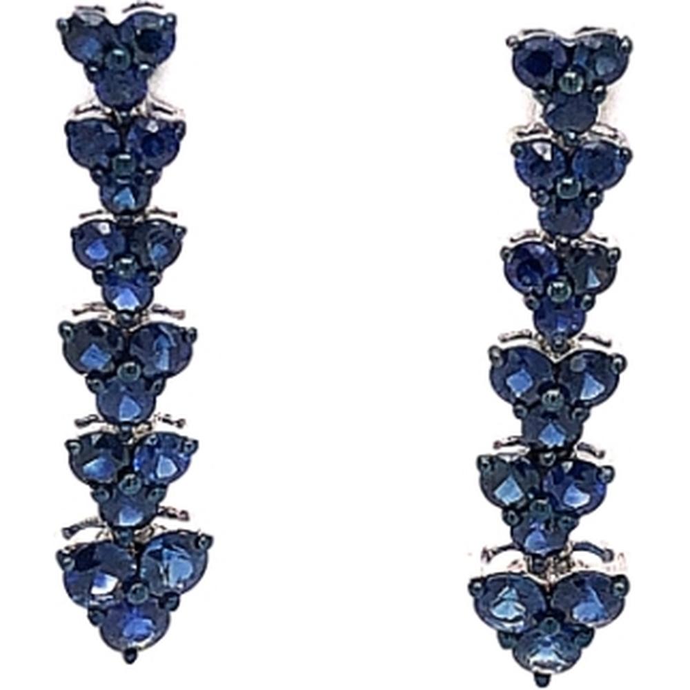 18K White Gold Drop Earrings with Blue Sapphires by Afarin