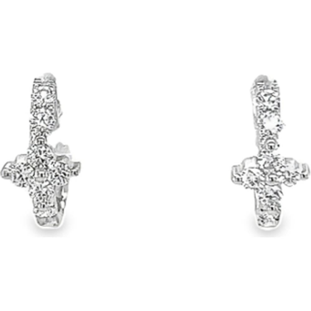 18K White Gold Drop Earrings with Diamond Cross Motifs by Afarin