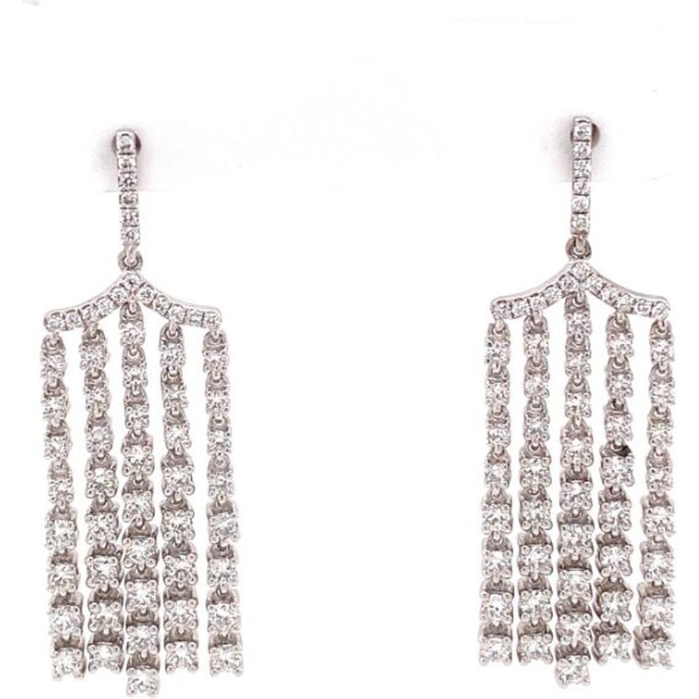 18K White Gold Drop Earrings with Round Diamonds by Afarin