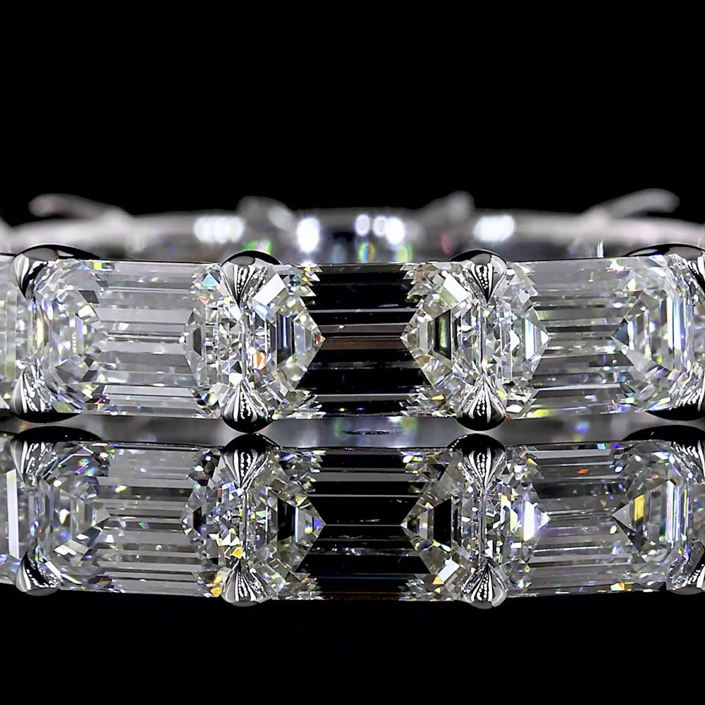 18K White Gold East-West Emerald Cut Lab Diamond Eternity Band - 3.71 Carat Total Weight, E-F Color, VS Clarity, 14 Stones - Covaloro Fine Jewelry