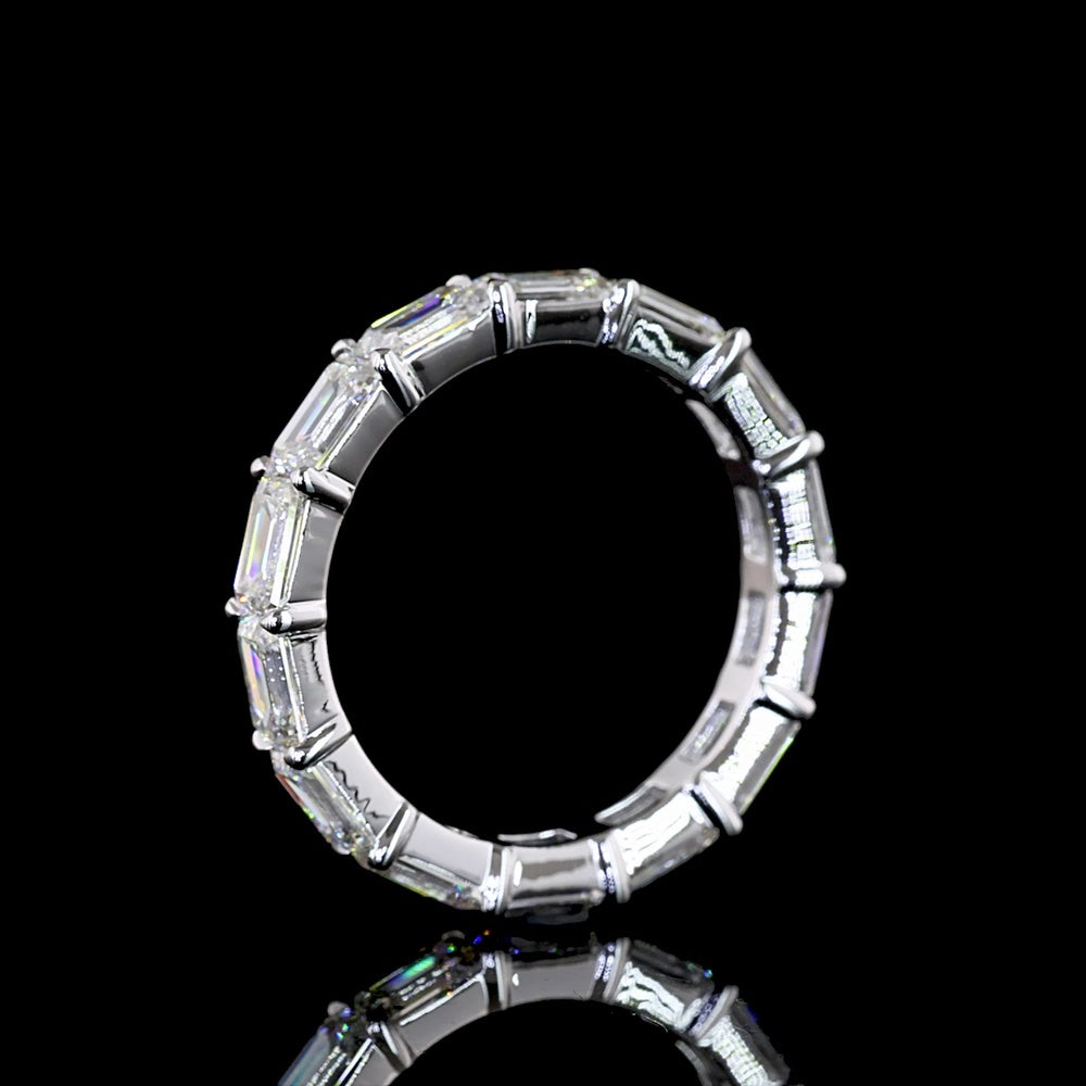 18K White Gold East-West Emerald Cut Lab Diamond Eternity Band - 3.71 Carat Total Weight, E-F Color, VS Clarity, 14 Stones - Covaloro Fine Jewelry