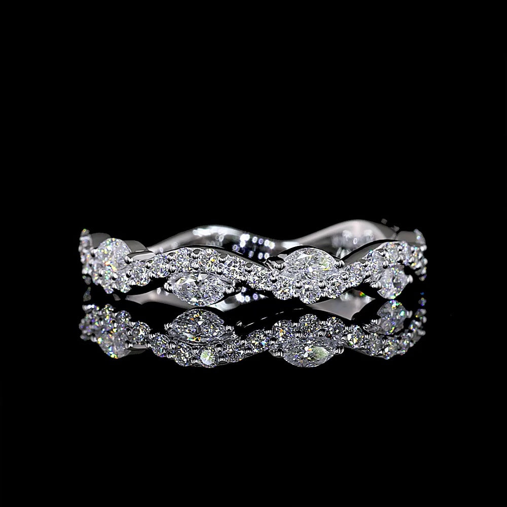 18K White Gold East-West Marquise Cut Lab Diamond 3/4 Eternity Band - 0.60 Carats Total Diamond Weight - Covaloro Fine Jewelry