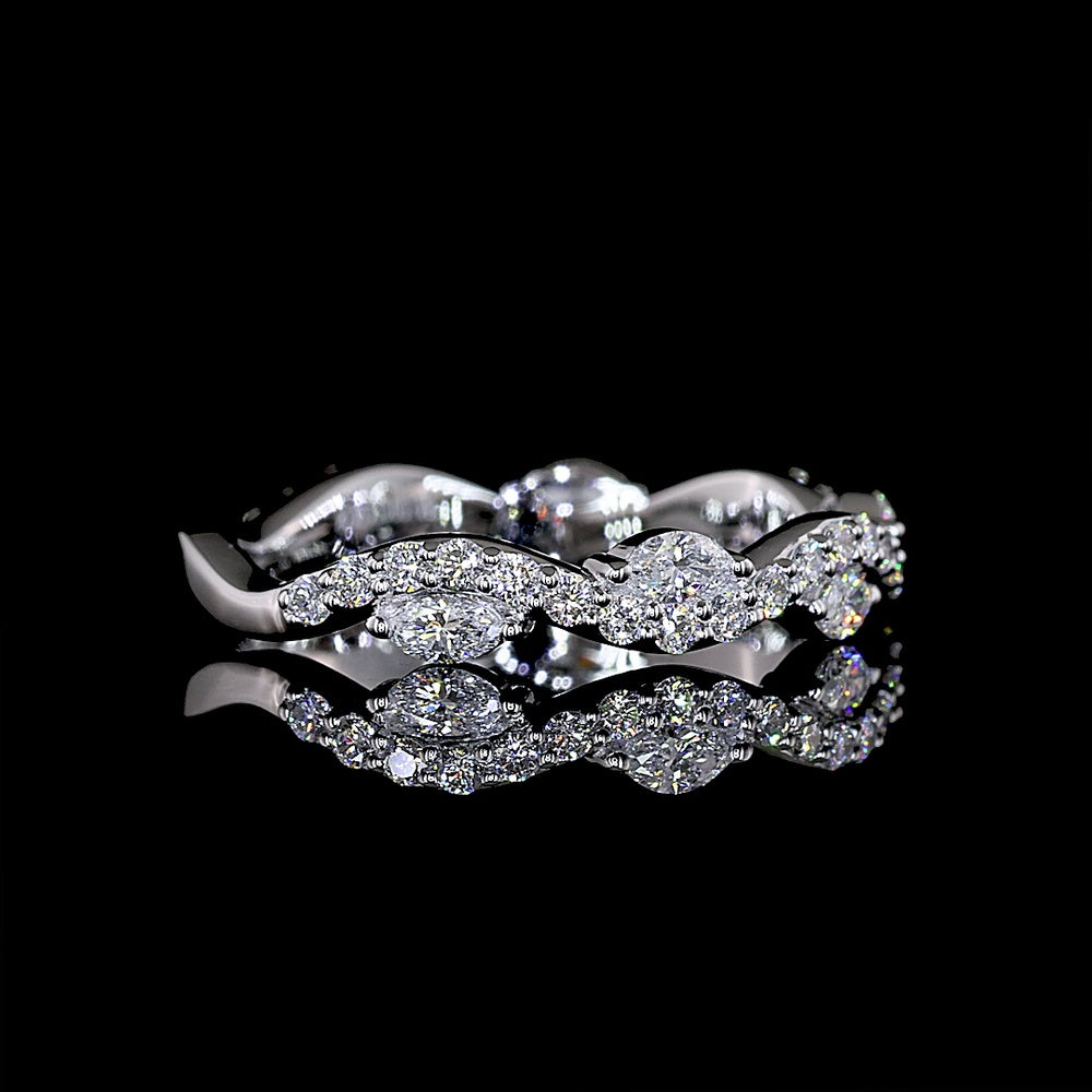 18K White Gold East-West Marquise Cut Lab Diamond 3/4 Eternity Band - 0.60 Carats Total Diamond Weight - Covaloro Fine Jewelry