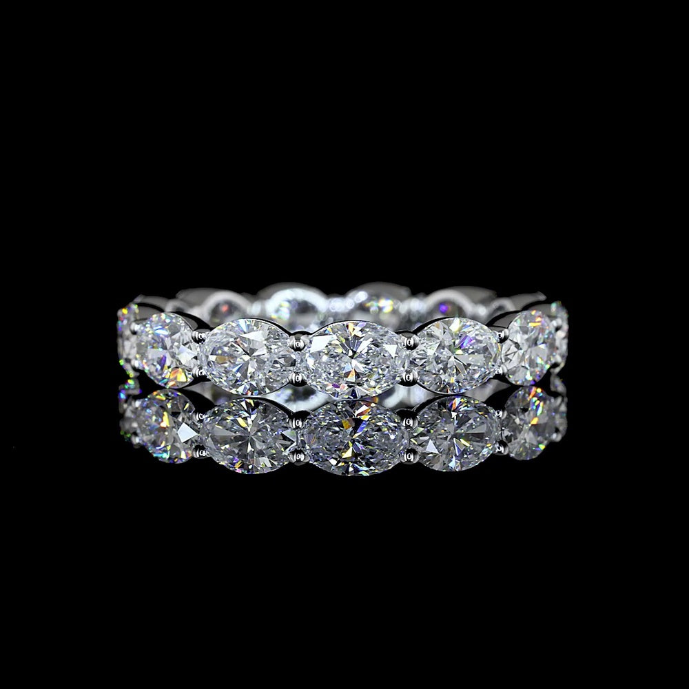 18K White Gold East-West Oval Cut Lab Diamond Eternity Band - 3.45 Carat Total Weight, E-F Color, 13 Stones - Covaloro Fine Jewelry