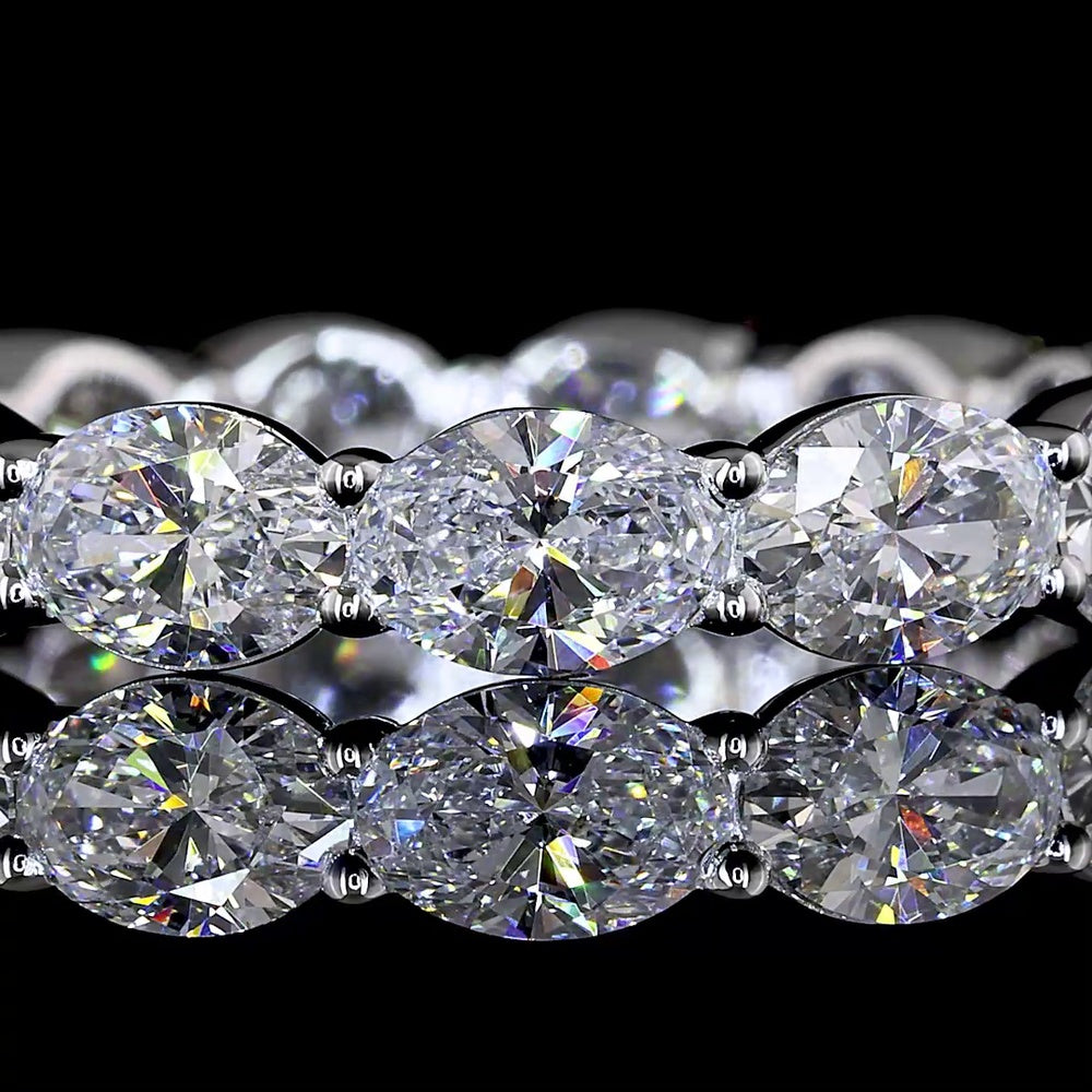 18K White Gold East-West Oval Cut Lab Diamond Eternity Band - 3.45 Carat Total Weight, E-F Color, 13 Stones - Covaloro Fine Jewelry