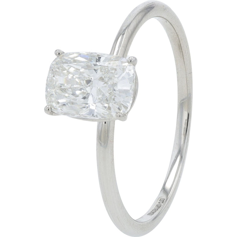 18K White Gold Elongated Cushion Cut Lab Grown Diamond Engagement Ring - 1.00 Carat Total Diamond Weight