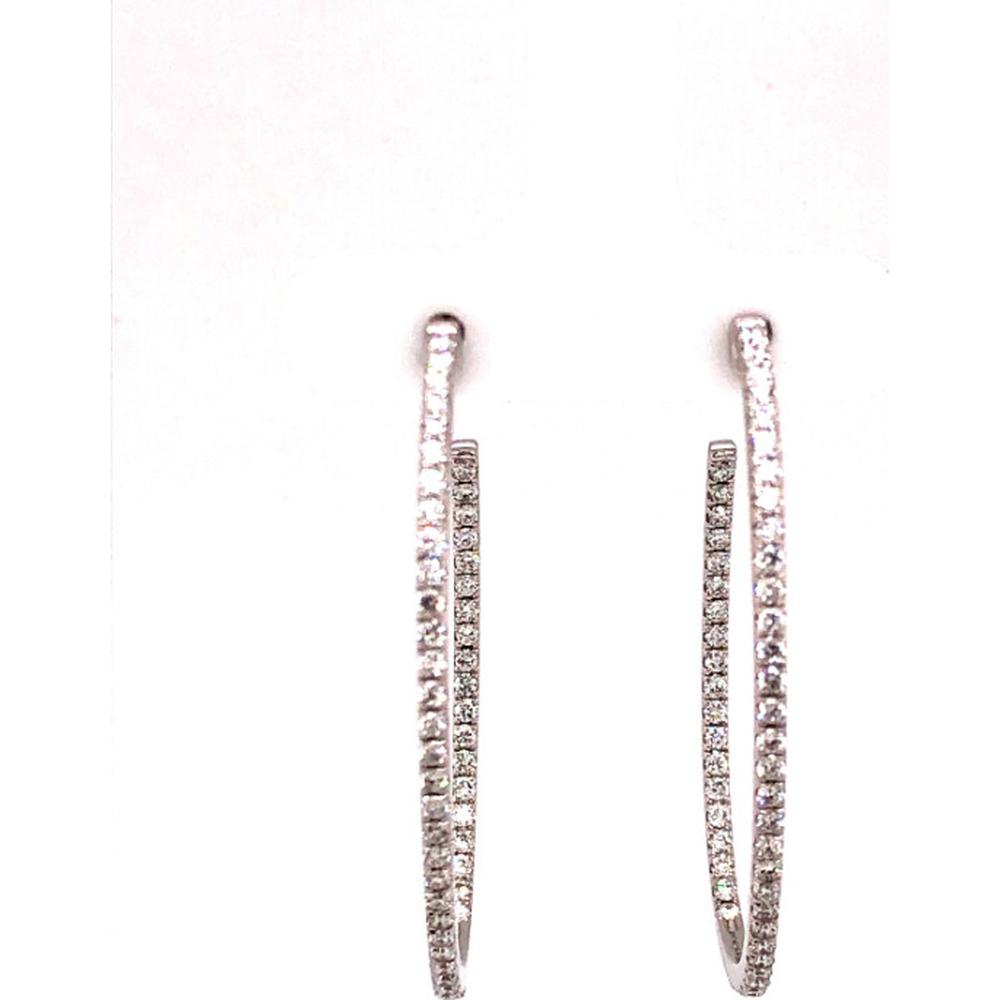 18K White Gold Elongated Open Diamond Earrings by Afarin