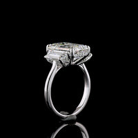 18K White Gold Emerald Cut Hidden Halo Ring with Baguette Sides and Round Halo Diamonds - 5.18 Carats Center Lab Diamond, 6.78 Carats Total Diamond Weight - Covaloro Fine Jewelry