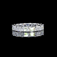 18K White Gold Emerald Cut Lab Diamond Eternity Band with East-West U-Prong Setting - 3.35 Carat Total Diamond Weight (15 Stones, E-F VVS2) - Covaloro Fine Jewelry