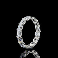 18K White Gold Emerald Cut Lab Diamond Eternity Band with East-West U-Prong Setting - 3.35 Carat Total Diamond Weight (15 Stones, E-F VVS2) - Covaloro Fine Jewelry