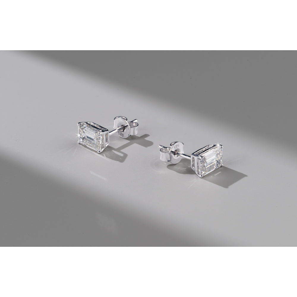 18K White Gold Emerald Cut Lab Diamond Stud Earrings - 2.09 Total Carat Weight, E-F Color, VS2 Clarity, IGI Certified - Covaloro Fine Jewelry
