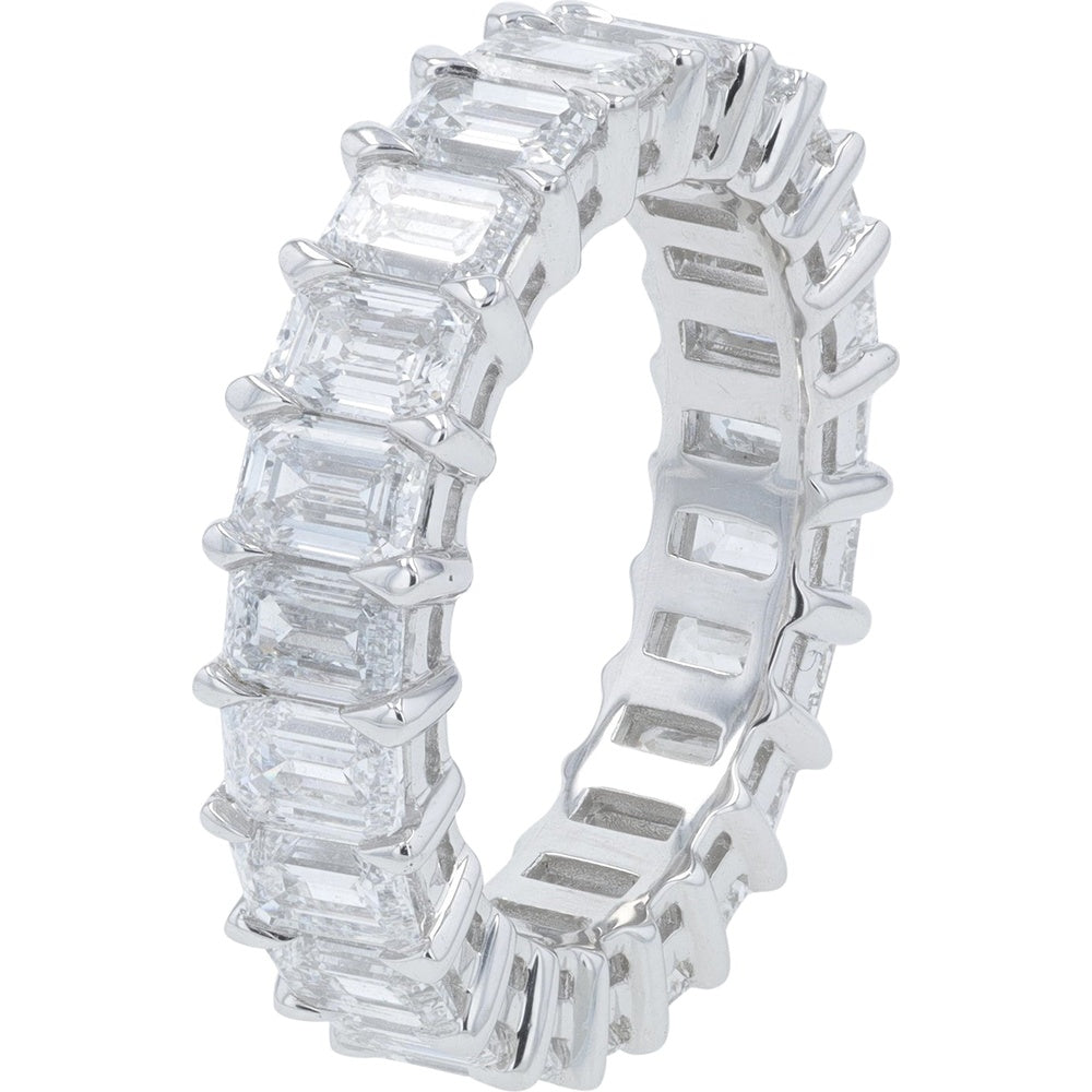 18K White Gold Emerald Cut Lab Grown Diamond Eternity Band - 5.50 Carat Total Diamond Weight