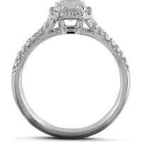 18K White Gold Emerald Cut Split Shank Halo Ring with 9.55 Carat Lab Diamond Center and 1.98 Carats of Brilliant Round Diamonds - 11.53 Carat Total Diamond Weight - Covaloro Fine Jewelry
