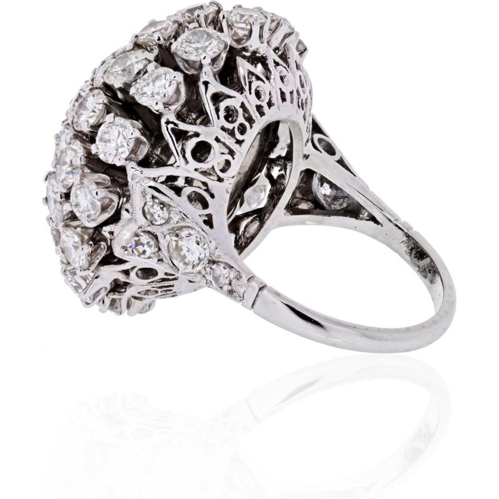 18K White Gold Estate Ring with 10 Carats of G-H Color VS-SI Clarity Diamonds - 25mm Top Motif Width