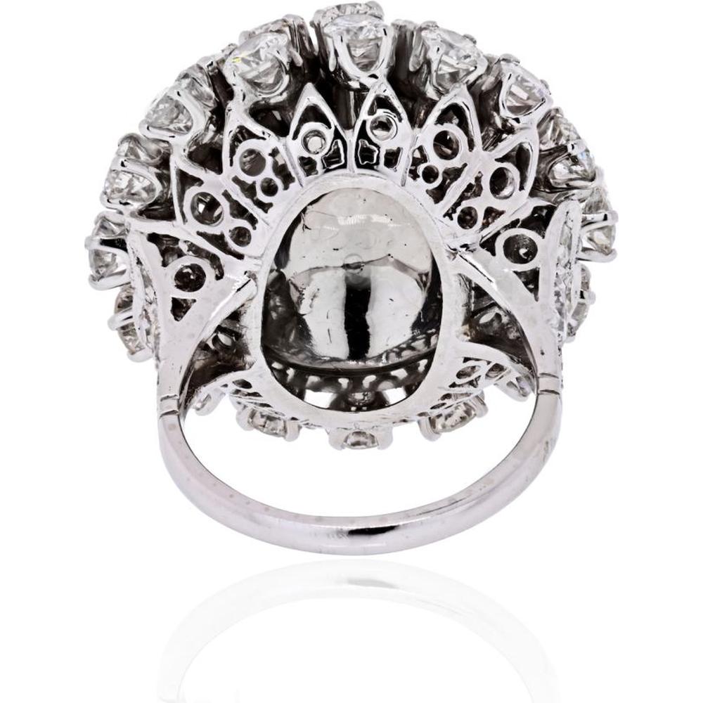 18K White Gold Estate Ring with 10 Carats of G-H Color VS-SI Clarity Diamonds - 25mm Top Motif Width