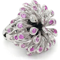 18K White Gold Estate Ring with Pink Sapphires and Diamonds by Dior - 7.50 Carats Total Gemstone Weight