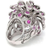 18K White Gold Estate Ring with Pink Sapphires and Diamonds by Dior - 7.50 Carats Total Gemstone Weight