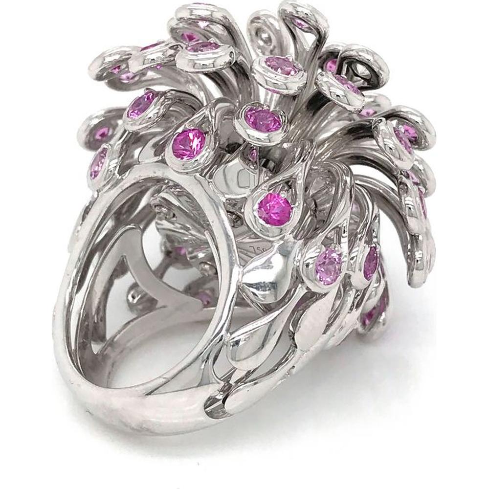 18K White Gold Estate Ring with Pink Sapphires and Diamonds by Dior - 7.50 Carats Total Gemstone Weight