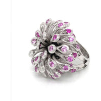 18K White Gold Estate Ring with Pink Sapphires and Diamonds by Dior - 7.50 Carats Total Gemstone Weight