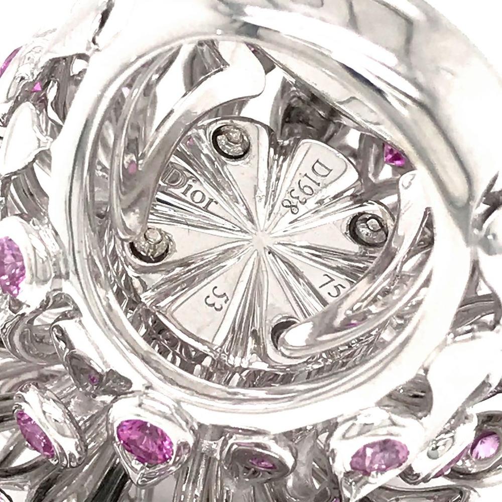 18K White Gold Estate Ring with Pink Sapphires and Diamonds by Dior - 7.50 Carats Total Gemstone Weight