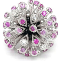 18K White Gold Estate Ring with Pink Sapphires and Diamonds by Dior - 7.50 Carats Total Gemstone Weight