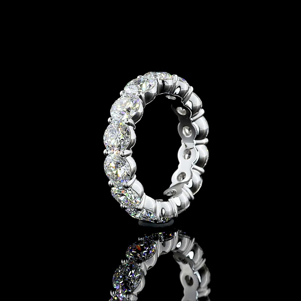 18K White Gold Eternity Band with 14 Round Brilliant Cut Lab Diamonds - 6.20 Carat Total Weight, E-F Color VS1 Clarity - Covaloro Fine Jewelry