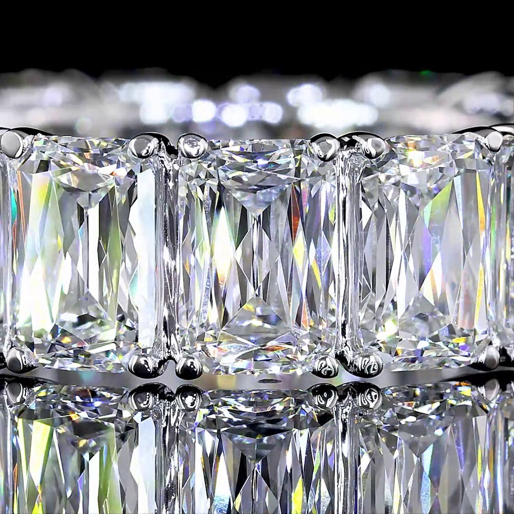 18K White Gold Eternity Band with 15 Radiant Cut Lab-Grown Diamonds - 9.24 Carat Total Weight, E-F Color VS Clarity - Covaloro Fine Jewelry