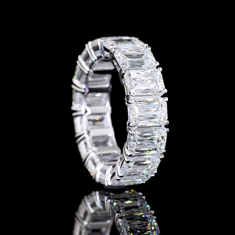 18K White Gold Eternity Band with 15 Radiant Cut Lab-Grown Diamonds - 9.24 Carat Total Weight, E-F Color VS Clarity - Covaloro Fine Jewelry