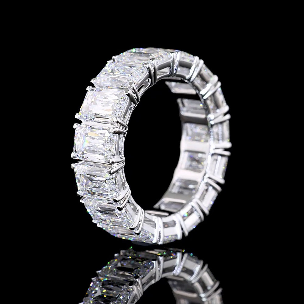18K White Gold Eternity Band with 15 Radiant Cut Lab-Grown Diamonds - 9.24 Carat Total Weight, E-F Color VS Clarity - Covaloro Fine Jewelry