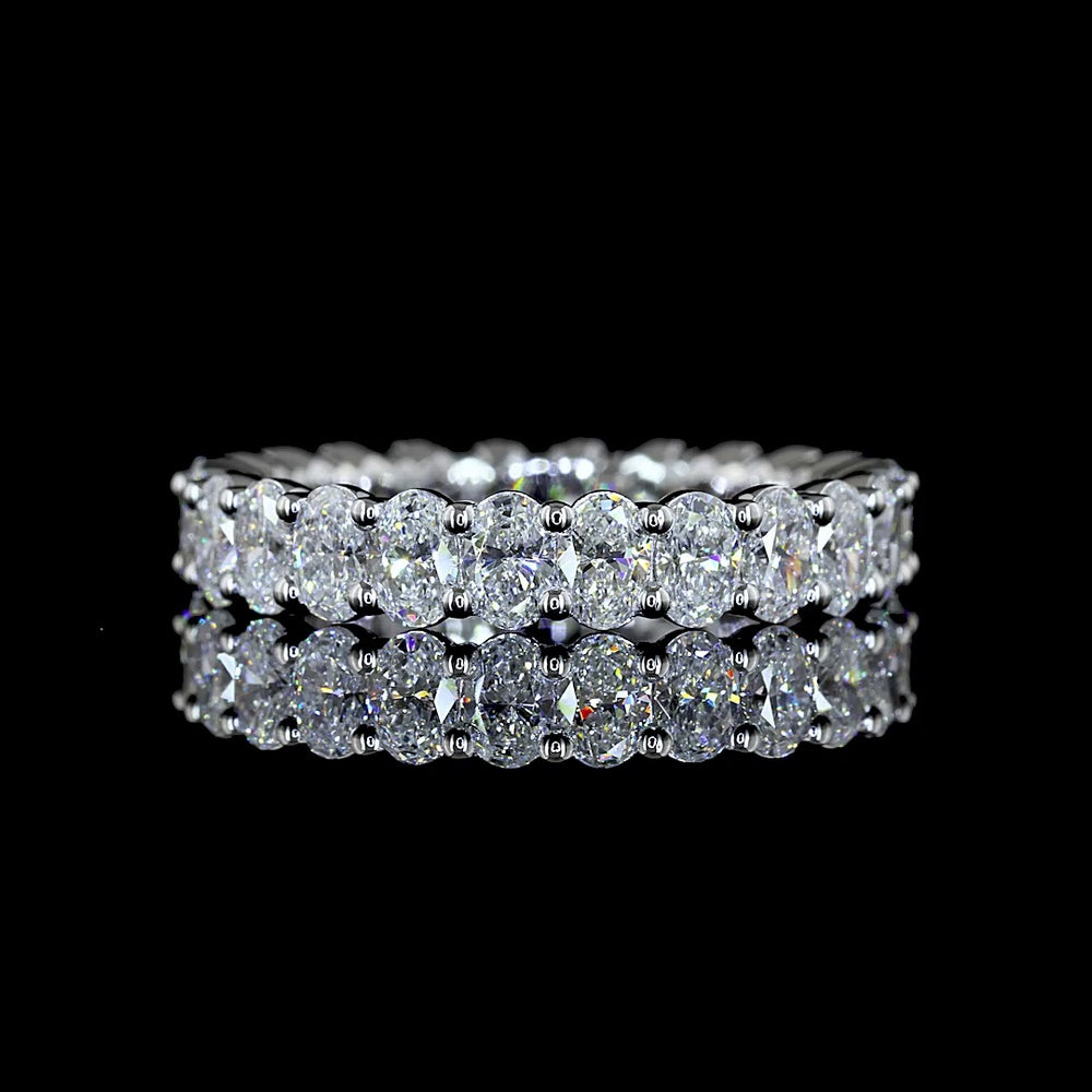 18K White Gold Eternity Band with 24 Prong-Set Oval Cut Lab Diamonds - 2.53 Carat Total Diamond Weight - Covaloro Fine Jewelry