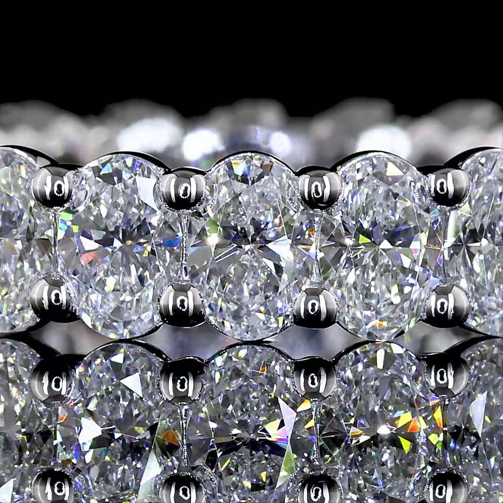 18K White Gold Eternity Band with 24 Prong-Set Oval Cut Lab Diamonds - 2.53 Carat Total Diamond Weight - Covaloro Fine Jewelry