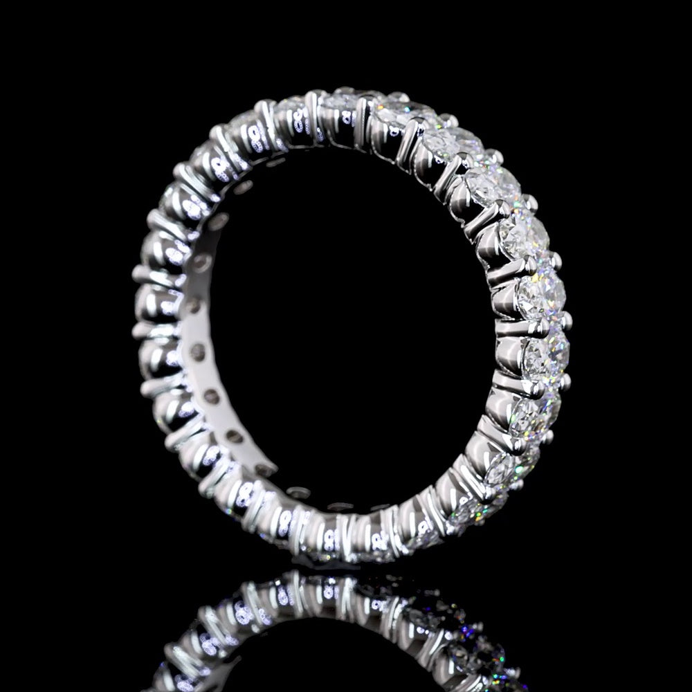 18K White Gold Eternity Band with 24 Prong-Set Oval Cut Lab Diamonds - 2.53 Carat Total Diamond Weight - Covaloro Fine Jewelry