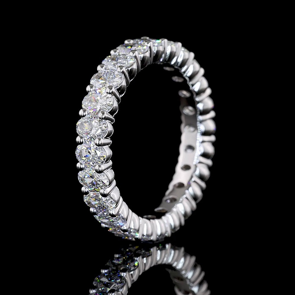 18K White Gold Eternity Band with 24 Prong-Set Oval Cut Lab Diamonds - 2.53 Carat Total Diamond Weight - Covaloro Fine Jewelry